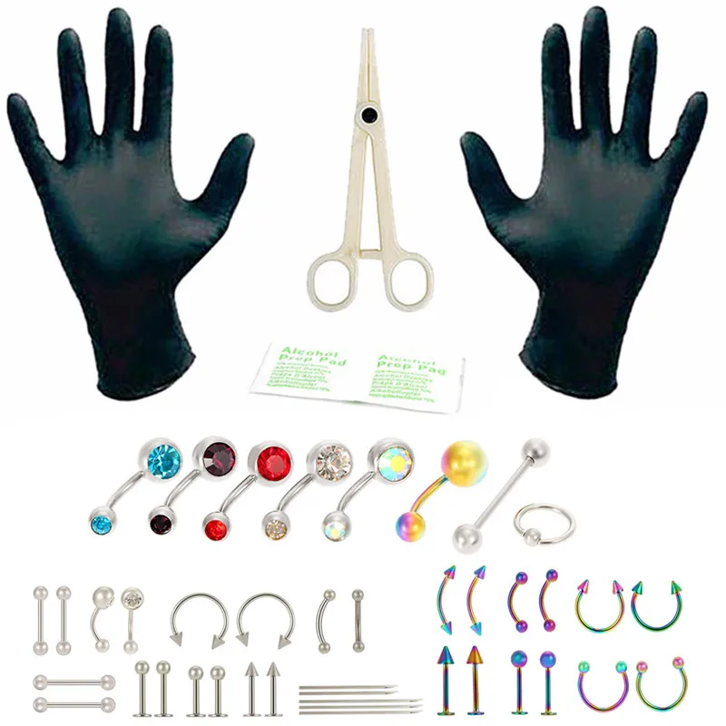 1Set Body Piercing Tools 3 Style Professional Piercing Tool Kit Sterile Belly Body Ring Needle