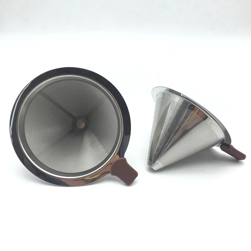 The New Portable metal filter screen stainless steel coffee filter funnel /V type filter cup
