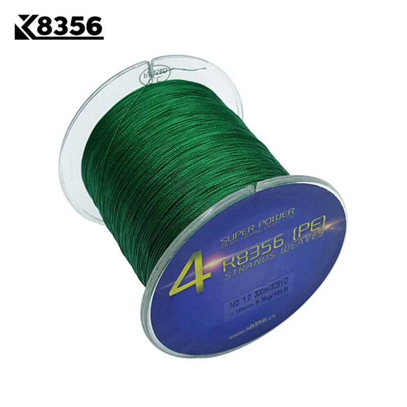 

K8356 4 Stands PE Braided Fishing Lines 300M 100% PE Multifilament Braided Wire 8-150LB 328Yards Smoother Mainline Fishing Line