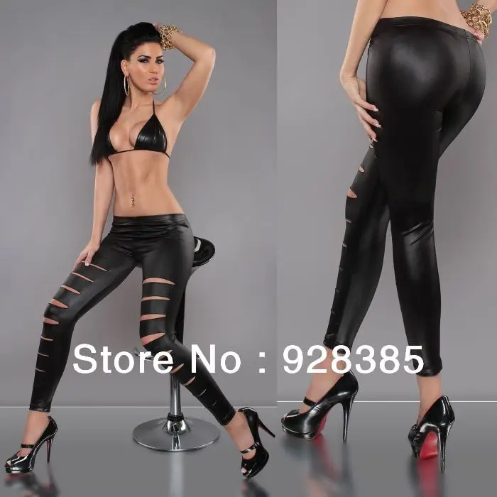 semi dull Faux Leather Leggings Wet 