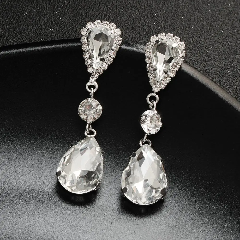 

Newest Arrival Rhinestone Ladies Earrings Handmade Fashion 2019 Wedding Water Drop Drop Earrings for Party