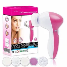 Лица Чистой Кистью Красота массажер с 5 в 1 насадки для удаления угрей, отшелушивающий и массажные(классический розовый