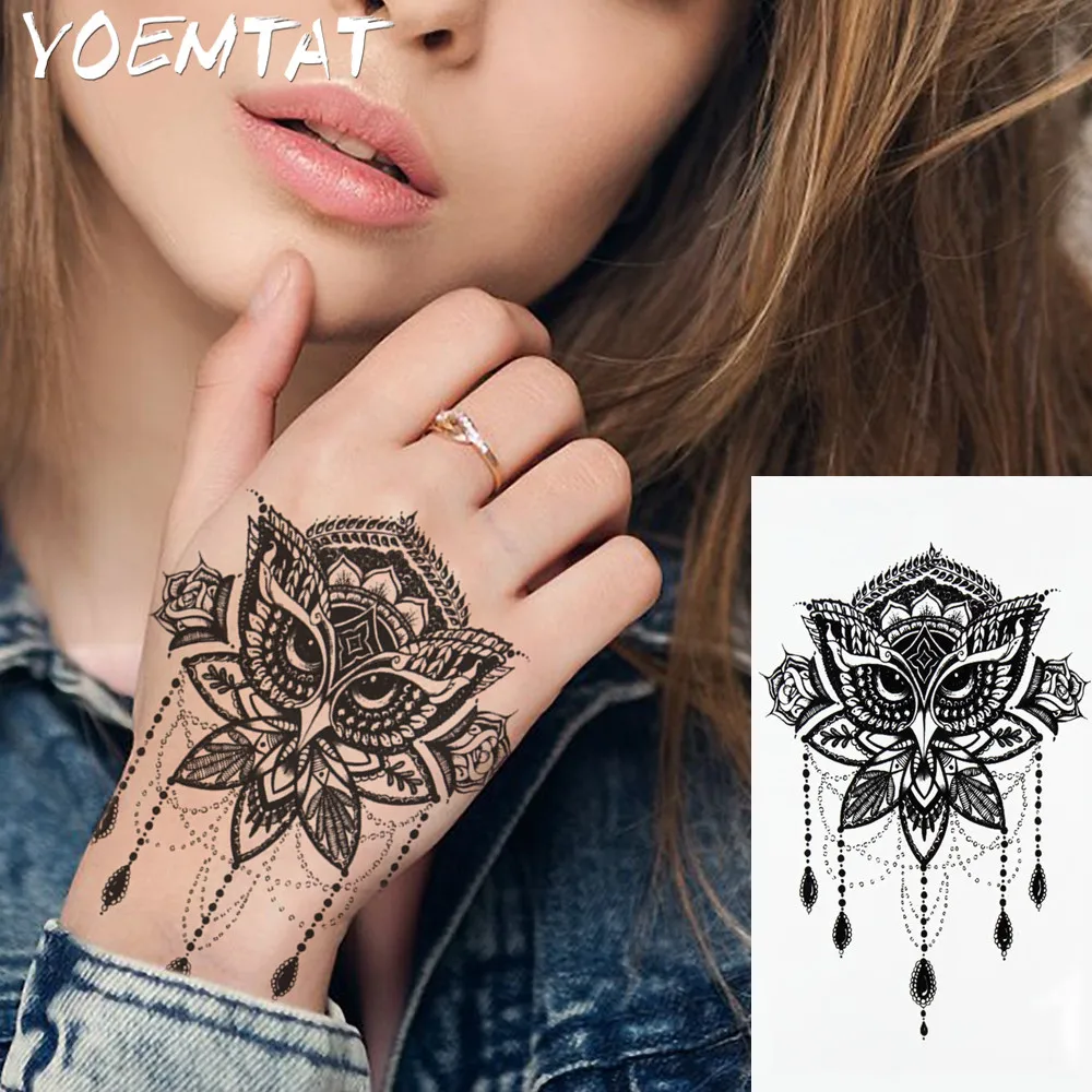 1 шт. временная татуировка с большим цветком хной|tattoo sticker|waterproof tattoo stickerhenna temporary