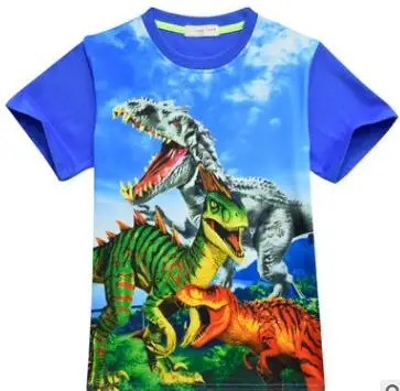 Футболки для мальчиков и девочек летние хлопковые футболки с принтом динозавра для подростков детская одежда топы с короткими рукавами, футболки для детей 4, 6, 8, 11, 12 лет - Цвет: s0302-3358