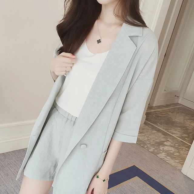 Best Price EXOTAO 2018 Spring New listing Office Lady Two-piece Suit Blouse Fashion Woman Set Solid High Waist Shorts Elastic Long Jacket Best Price EXOTAO 2018 Spring New listing Office Lady Two-piece Suit Blouse Fashion Woman Set Solid High Waist Shorts Elastic Long Jacket