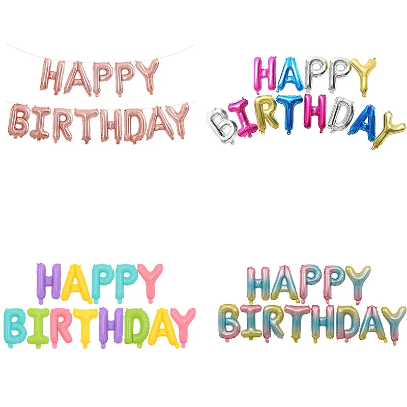 Happy Birthday 16Inch Balloons Gold Silver Pink Blue Color Letters Foil Balloon Baby Shower Birthday Party Decorations Kids