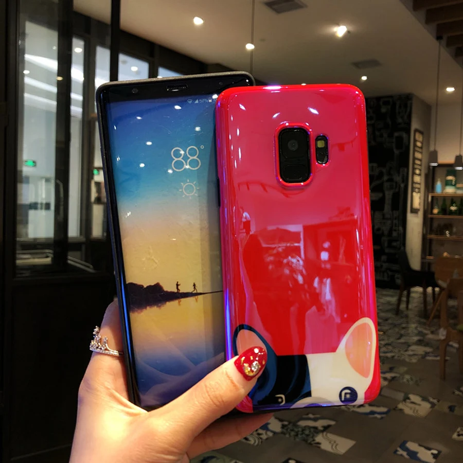 

Ritozcase for samsung galaxy s7 edge s8 s9 plus note 8 9 case cover Cute Cartoon Dog Bulldog blue ray smooth soft silicon shell