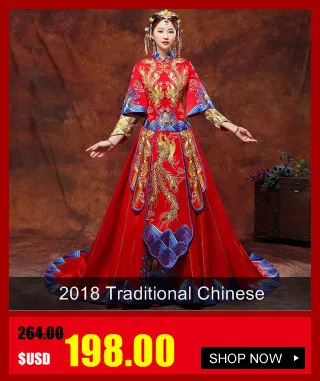 2018 Китайский традиционный свадебное платье Cheongsam долго Qipao Для женщин Oriental Стиль платья Китай Костюмы магазине невесты традиции