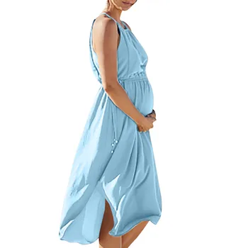 

Maternity Summer Sexy Beach Soild Dress Women Sleeveless Pregnant Maternity Dress Solid Skirt Breastfeeding Sexy Beach Clothes