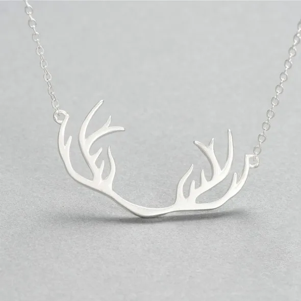 

Christmas deer necklace antlers necklaces women personalized pendants girls fashion silver jewelry kiss me before flight
