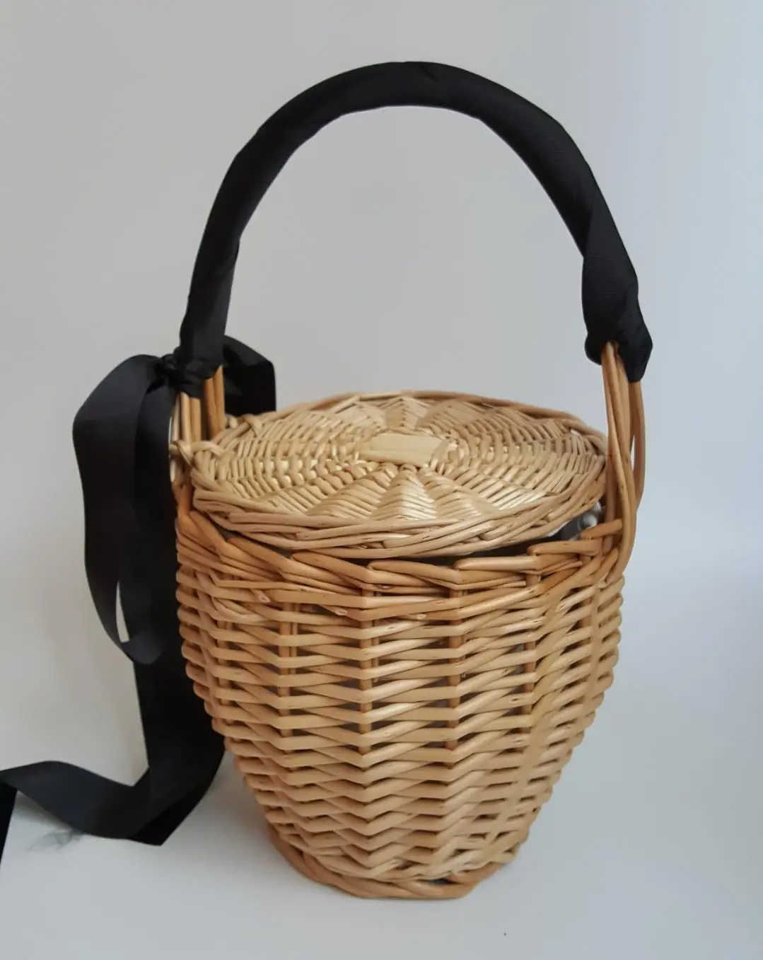 20x19CM Bamboo Wicker Woven Bag Handbag Basket bag women ...