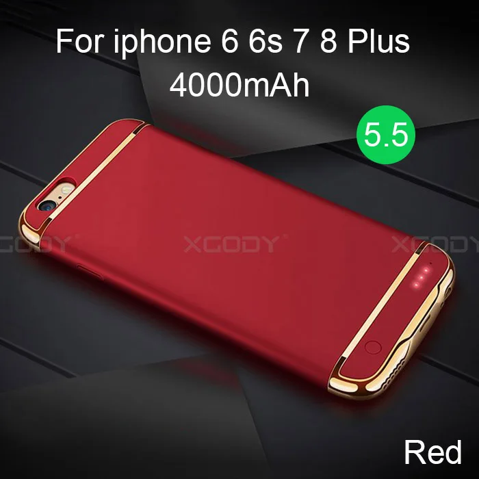 XGODY, чехол для зарядки аккумулятора для iphone 6, 6 S, 7, 8/Plus, 4000 мАч, внешний аккумулятор, чехол для iphone 4,7, 5,5 - Цвет: 4000 mAh For 5.5