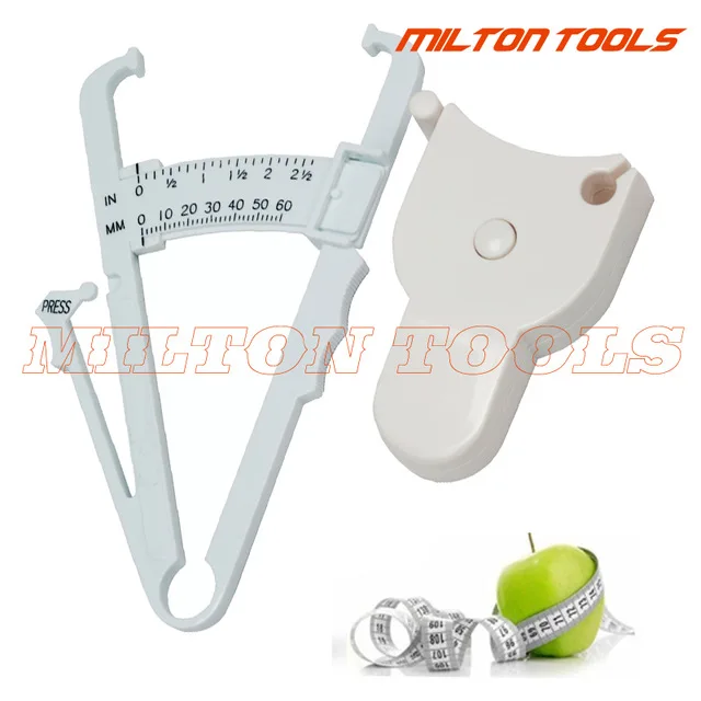 

2pc/set combination Fitness Weight Loss Muscle Body Fat Caliper+ Body Mass Measuring Tape Tester body mass tape