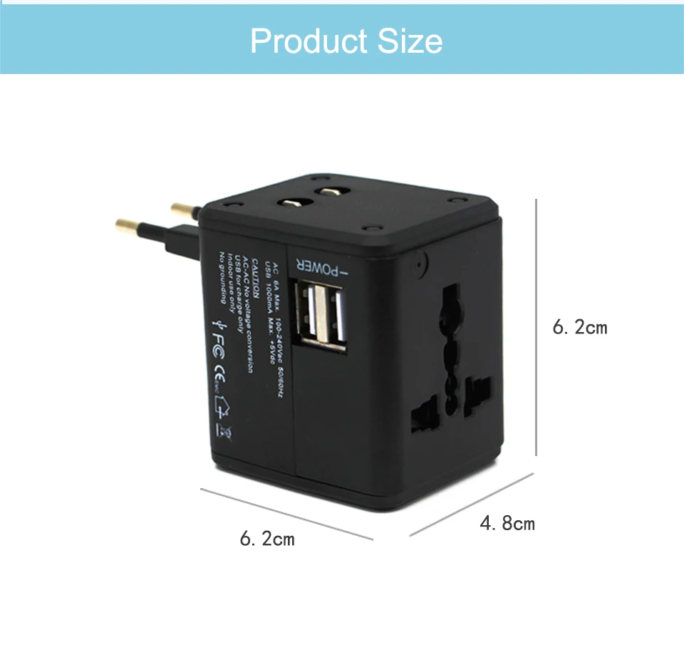 Universal Travel Adapter Dual USB Wall Charging Sockets US UK AUS EU CN Plug Quick Charger Adapter Electric Plugs Sockets (6)