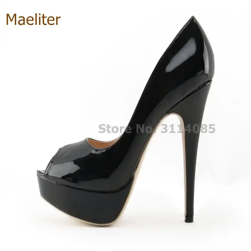 クラシックスタイル高貴な女性ブラックヌードミラー革プラットフォーム