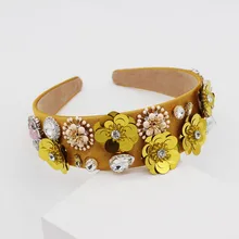 Новая мода в стиле барокко, Цветочная повязка на голову, частицы, стразы, уличная съемка, повязка на голову для путешествий, 958