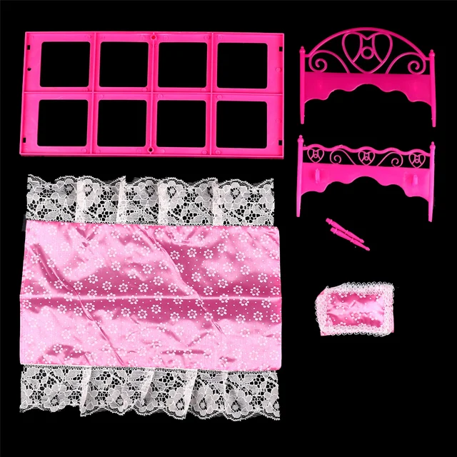 1PCS For Girls Doll Accessories Birthday Gift Dolls For Girls Pink Toys Lace Bed For Barbie Doll house Life Furniture 6