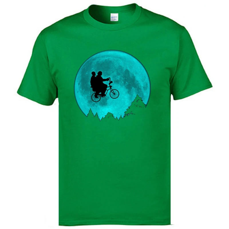 comfortable ElevenETBikerSceneStrangerThingsMoon Top T-shirts for Men Hot Sale Summer Fall O Neck 100% Cotton Fabric Top T-shirts Tshirts ElevenETBikerSceneStrangerThingsMoon green