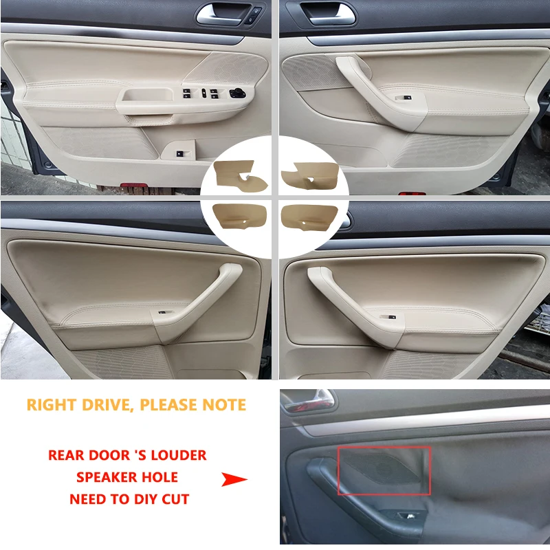 

For VW Jetta 2005 2006 2007 2008 2009 2010 / For Golf 5 Car Door Handle Armrest Panel Microfiber Leather Cover 4 doors only