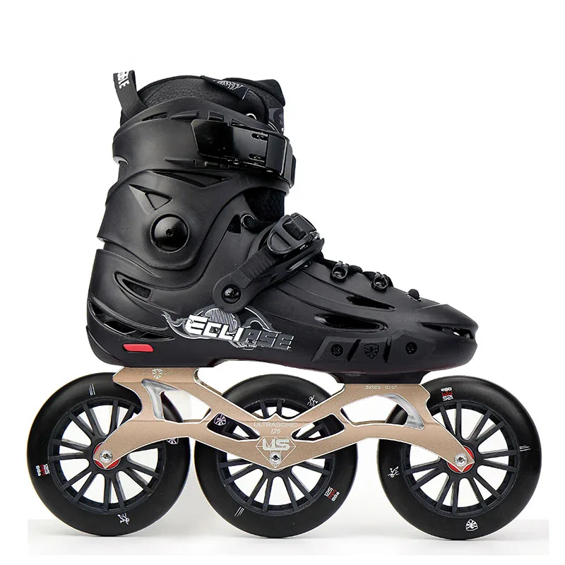 Japy Skate Flying Eagle F125 скоростные роликовые коньки с 3*125 мм колесами Falcon для взрослых роликовые коньки обувь для улицы коньки Patines - Цвет: gold black