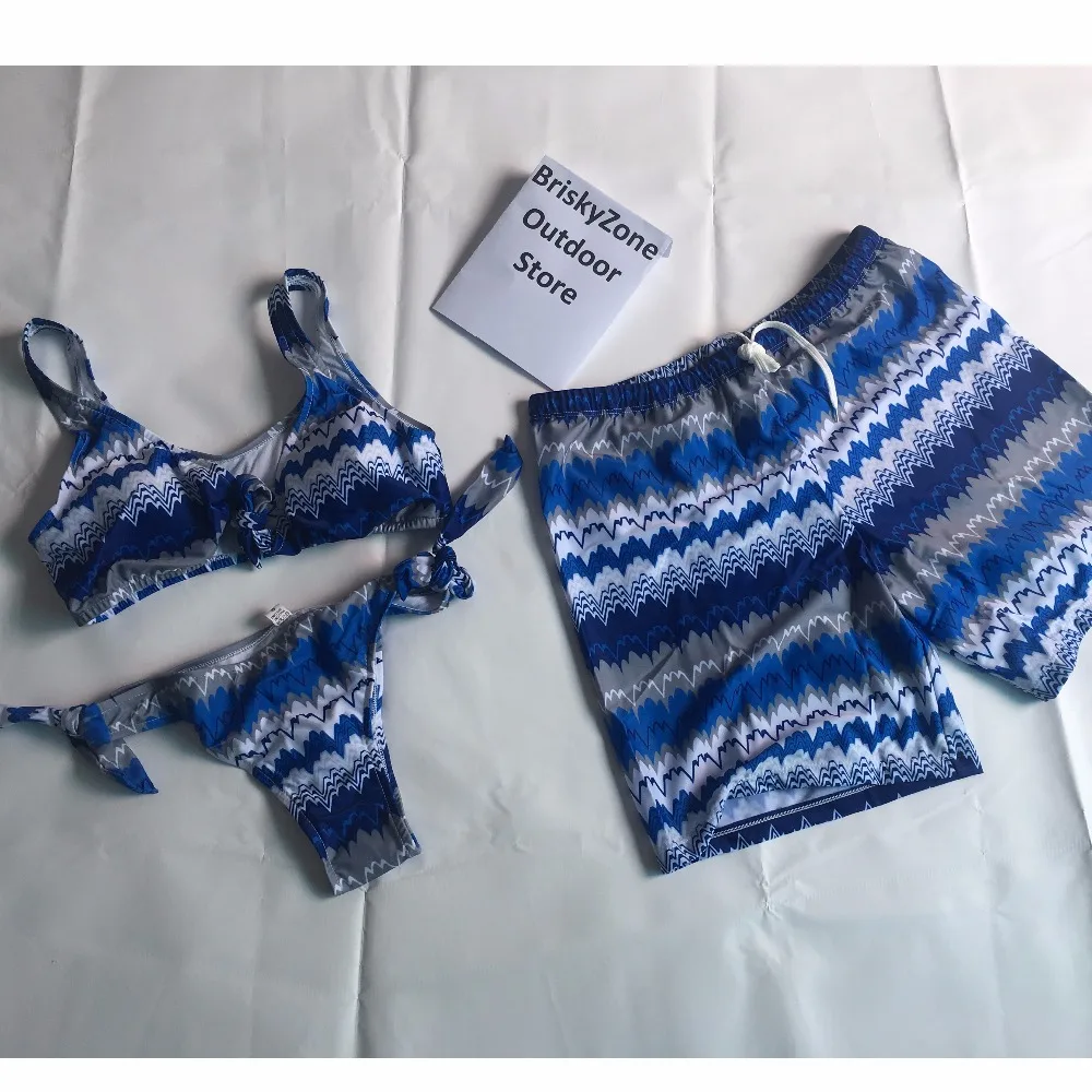 FGHGF Couple Swimsuit Women Bikini Men Board Shorts Swimming Trunks Boxer Sweat Beach swimwear Surfing Boardshort Fitness Plus