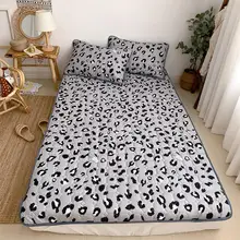 1 Pc Del Leopardo Stampato Materasso Pad con Fascia Elastica Singolo Queen King Size Copriletto Trapuntato Coprimaterasso Per Letto