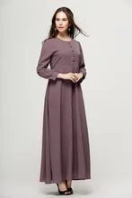 New Long Sleeve Muslim Womens Dresses O Neck ankle Length Islamic HijabTurkish Malaysia Dubai Saudi Arabia
