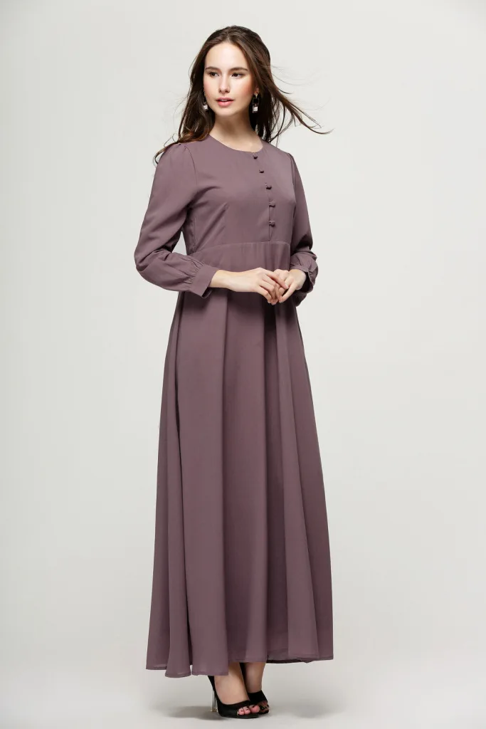 New Long Sleeve Muslim Womens Dresses O Neck ankle Length font b Islamic b font HijabTurkish