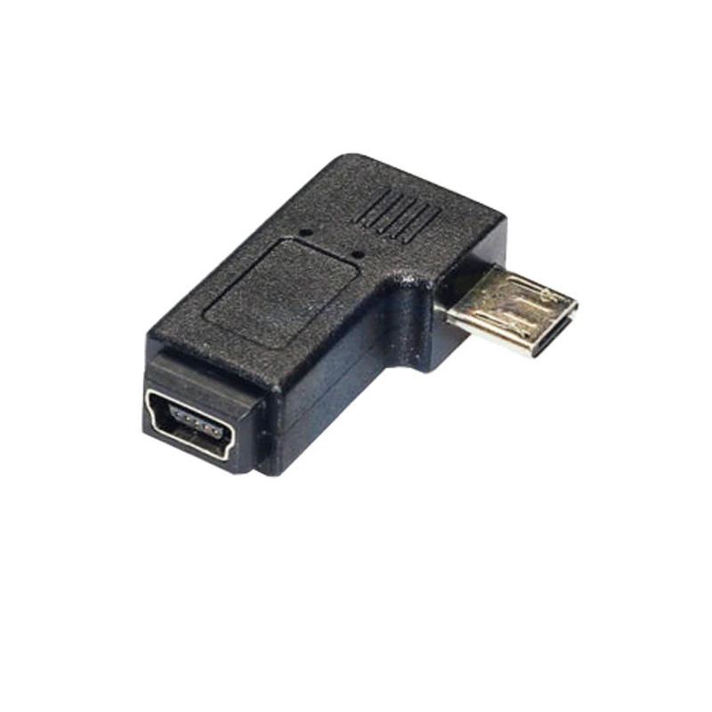 Новейший мини usb Тип B Женский к micro Мужской 90 градусов левый угол L форма черный