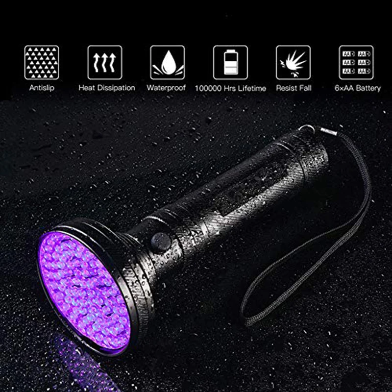 Happening frakobling Prøv det 100 LED UV Blacklight Flashlight Super Bright 10 W 395 nm Violet Ultra Hand  Lamp UV Torch Light For Money ,Bed Bugs, Scorpions