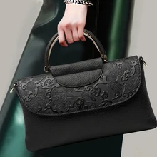 Модная женская сумка с верхней ручкой из натуральной кожи тиснение из коровьей кожи на молнии винтажные вечерние сумки через плечо отправленные друзьям