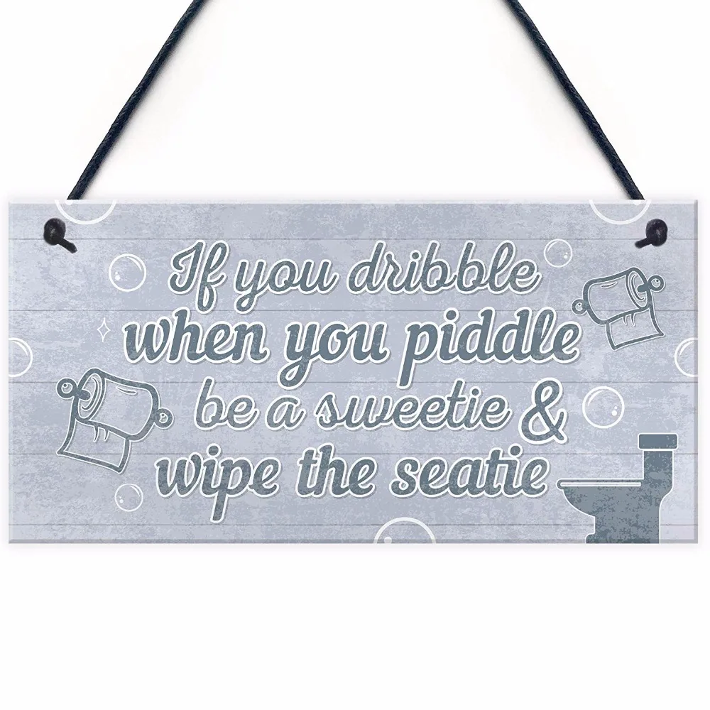 Meijiafei Nautical Quirky Grey Bathroom Signs Funny Wipe The Seatie