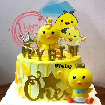 

chick toy cake topper birthday theme decoration cake decorating supplies gifts for children kids baby toys cupcake toppers