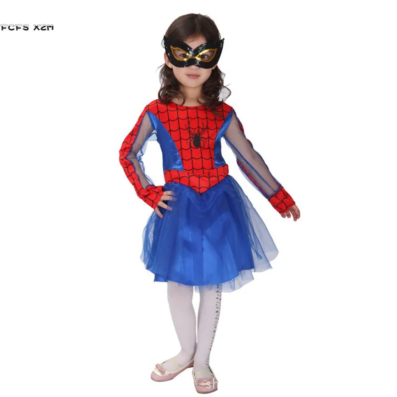 

Girls Halloween Spider man Costumes Super hero Spideman Cosplays Children's day Carnival Purim Christmas Masquerade party dress