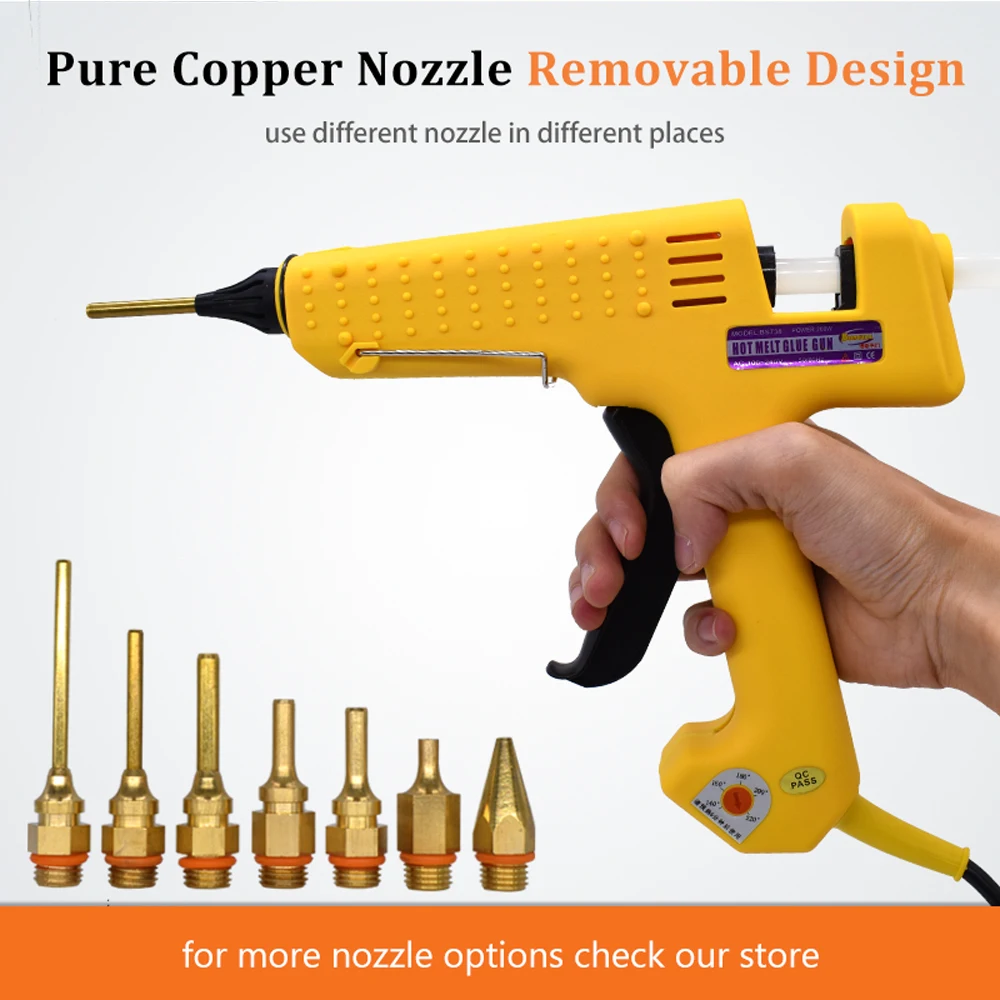 Hot Melt Glue Gun 250W Professional Hot Melt Glue Gun with Tool Kit Pure Copper nozzle Adjustable temperature High Power use 11mm Glue Stick hot melt glue gun hot glue gun