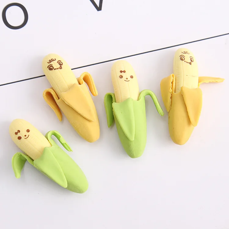 60 шт. kawaii Резиновая Ластик милый съемный банан ластик для детей школьный Карандаш корейский набор карандашей подарочные товары Гома оптом