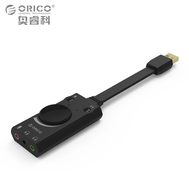 ORICO External USB Sound Card Stereo Mic Speaker Headset Audio Jack 3.5mm Cable Adapter Mute Switch Volume Adjustment Free Drive