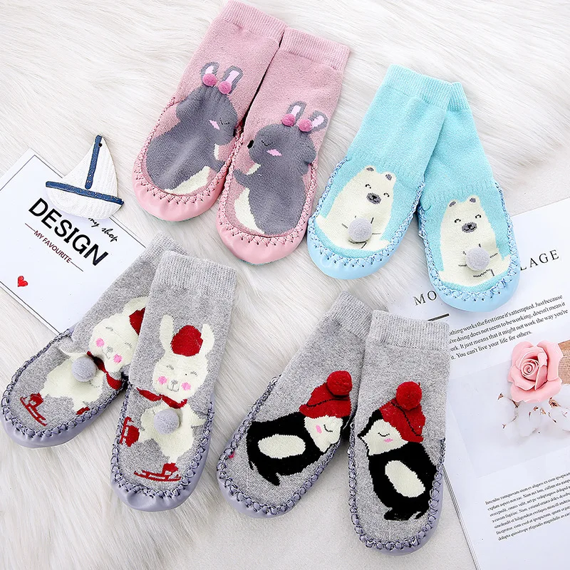 

Toddler Indoor Sock Shoes Newborn Baby Socks Winter Thick Terry Cotton Baby Girl Sock With Rubber Soles Infant Animal Funny Sock
