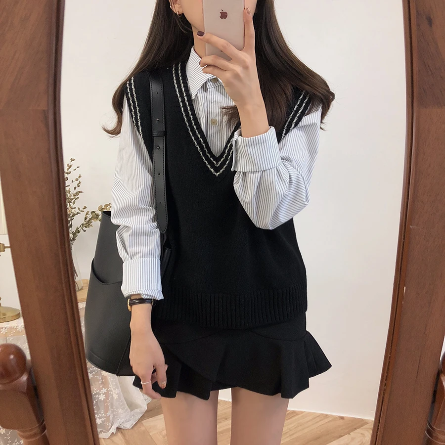 Autumn Winter Women Sweater vest Knitted Jumper Warm Female sweater vest sherpa vest puffer vests vest for women sleeveless Autumn Winter Women Sweater vest Knitted Jumper Warm Female sweater vest sherpa vest puffer vests vest for women sleeveless