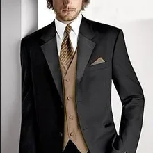 Новая мода 4 фото мужские костюмы мода Bridegroon Бизнес платье черный 2 Bottons Формальные белые свадебные костюмы жениха