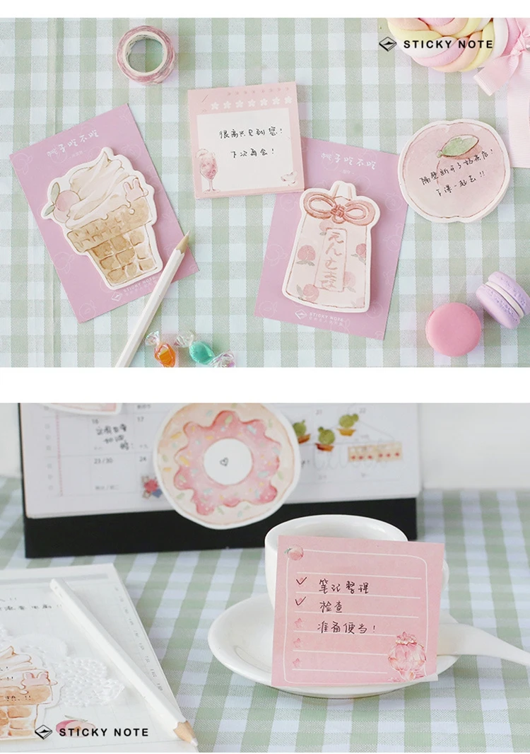 Милый розовый персик серии Липкие заметки планировщик студента блок стикеров Kawaii канцелярский дневник блокнот