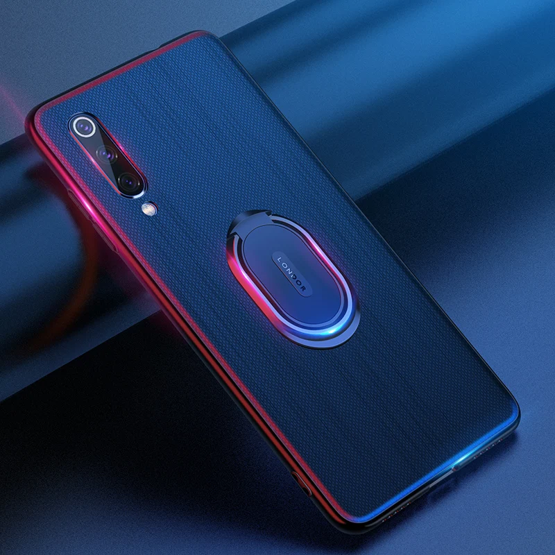 

For Xiaomi Mi 9 Case Fashion Canvas Ring Back Cover For Xiaomi Mi9 Ultra-thin TPU Case Car Holder Magnetic Bracket (XS0402)