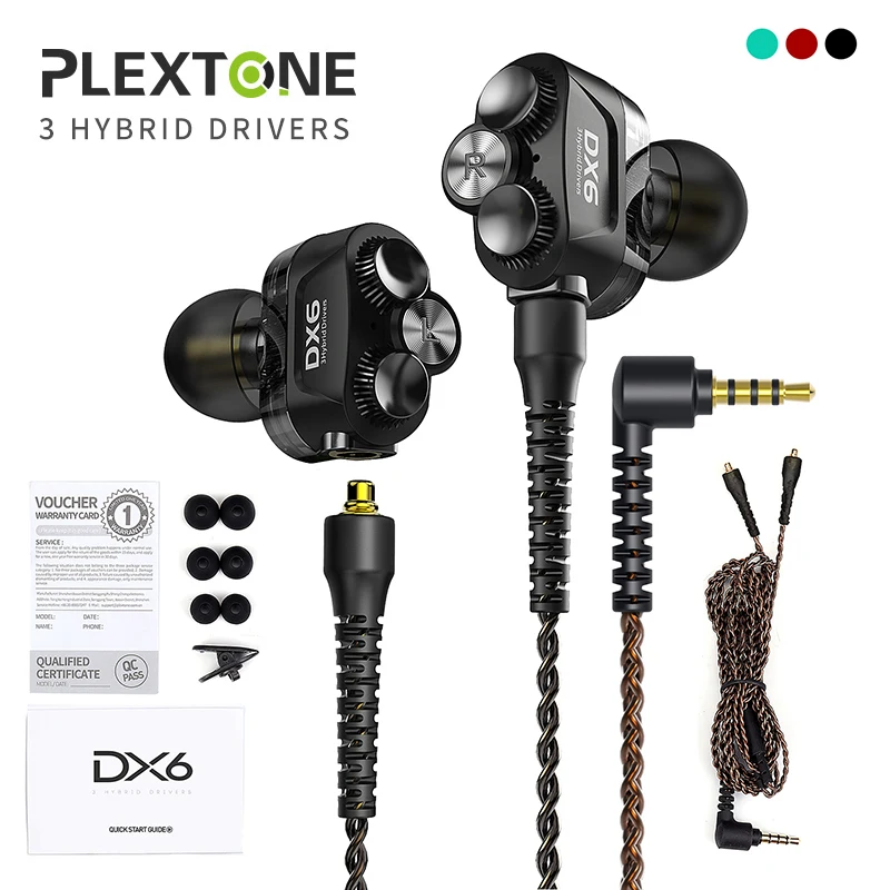

Triple Unit Dual Driver in-Ear Earphones Balanced Warm Sound with Lightweight Comfortable Housing, Tangle-Free Cable, L-bend