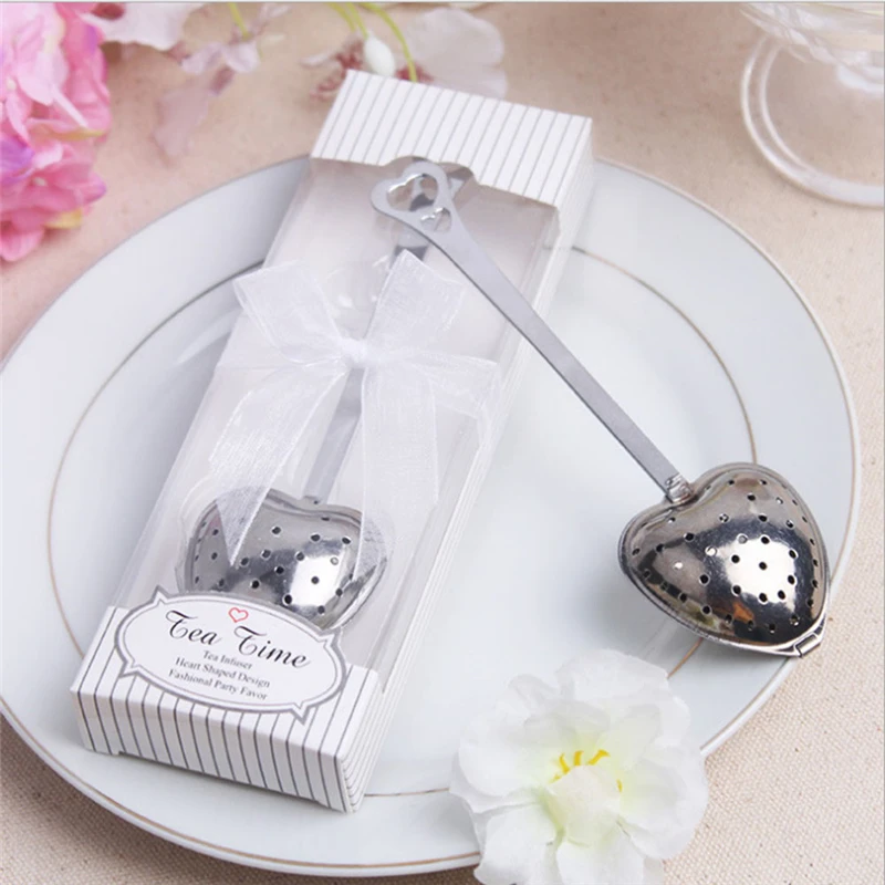 

Heart Design Stainless Steel Spoon Tea Infuser Filter Wedding Souvenir Bridal Shower Favor Gift For Guests Party Supplies