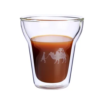 

200ml Creative Camel Coffee Mug Heat-resistant Double Glass Cartoon Office Cup Gift Cup