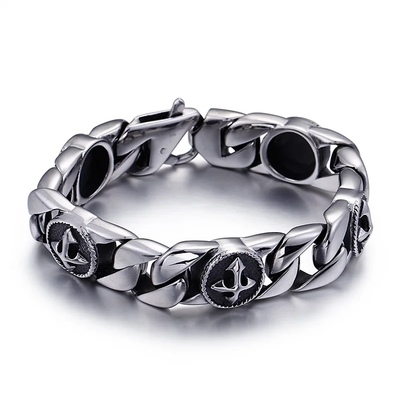 Мужской браслет рокер из нержавеющей стали TrustyLan в стиле панк|cross bracelet|stainless steel mens