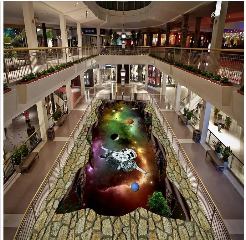 

Modern Custom 3D Floor Mural Space Star 3D Painting PVC Wall Paper Self-adhesive Floor Mural 3D Wallpaper