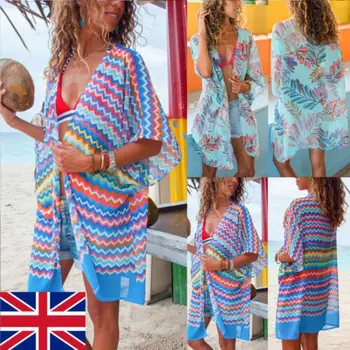 

Womens Summer Beach Wear Bikini Cover Up Kaftan Ladies Chiffon Sun Dress