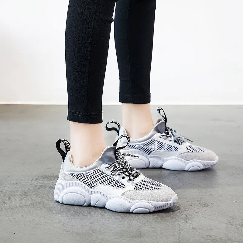 

New Women's Casual flat Shoes Soft And Comfortable Women's Shoes Leather Mesh Sports Shoes Fashion Breathable Tennis Shoes Women