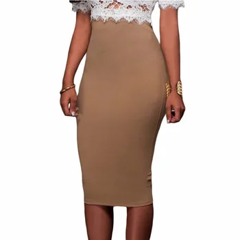 

Skirts Women Slim Fitted Pencil Skirt Female Solid Empire Pencil Saias Mid Calf High Waist Straight Women Back Zipper Skirt